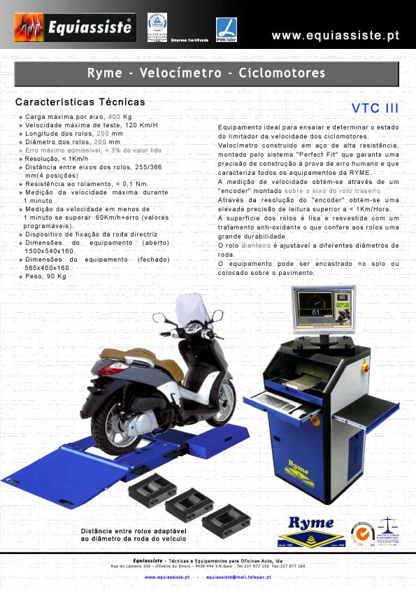 Ryme Velocimetro para Ciclomotores em Centros de Inspecção CITV